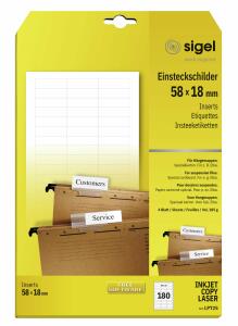 SIGEL LP725 PC-Einsteckschilder - A4 - weiß - Spezialkarton - 185 g/m² - 180 Stück