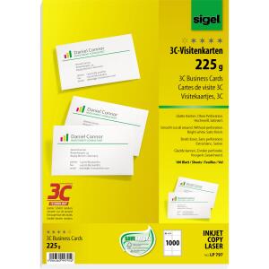 SIGEL LP797 Visitenkarten - hochweiß - 225 g/m² - 1.000 Karten