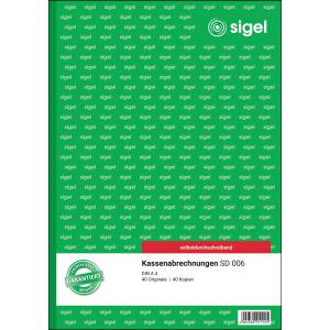 SIGEL SD006 Kassenabrechnungen - A4 - 2x 40 Blatt - selbstdurchschreibend - 40 Sätze