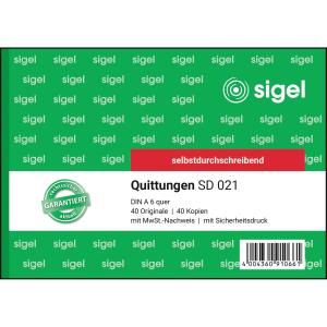 SIGEL SD021 Quittungen - A6 quer - 2x 40 Blatt - selbstdurchschreibend - 40 Sätze