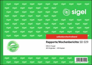 SIGEL SD029 Rapporte/Wochenberichte - A5 quer - 2x 40 Blatt - selbstdurchschreibend - 40 Sätze