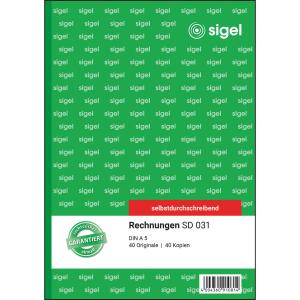 SIGEL SD031 Rechnungen - A5 - 2x 40 Blatt - selbstdurchschreibend - 40 Sätze