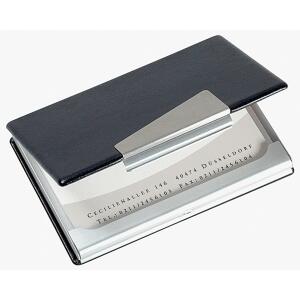 SIGEL VZ131 Visitenkarten-Etui - für bis zu 20 Visitenkarten - silber/schwarz - Aluminium, Polyurethan (PU) - 1 Stück