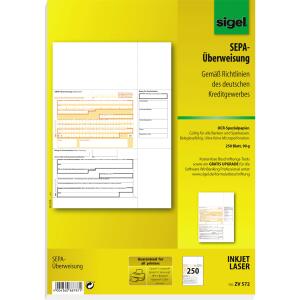 SIGEL ZV572 PC-SEPA-Überweisung - A4 - 250 Blatt