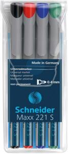Schneider Universalmarker Maxx 221 S non-per. Etui 4 Stück sortiert