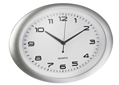 Alco Wanduhr Kunststoff 400x55x300mm Ziffernblatt weiß Rahmen silber