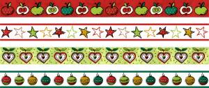 HEYDA Deko Tapes Weihnachten Äpfel jede Rolle 5 m x 15 mm Papier-Tapes