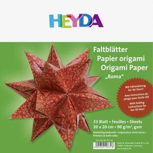 HEYDA 204875530 Faltblätter-Set Roma 20 x 20 cm rot/goldfarben