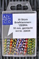 Alco Briefklammer ZEBRA Metall kunststbe 50mm sortiert 30...