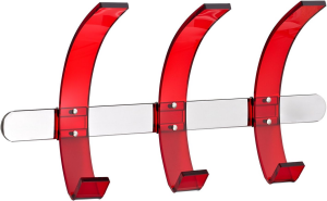 Alco Wandgarderobe Leiste Metall Haken Acryl rot 37x9,5x20cm silber