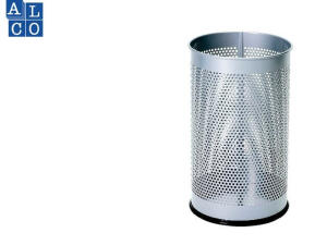 Alco Papier-Abfallsammler Metall gelocht 15l silber