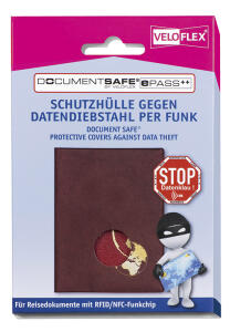 Veloflex Hülle für Reisedokumente ePass++ m. Abschirmfolie + Innentasche
