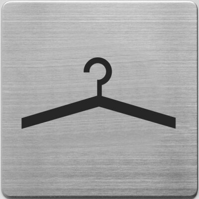 Alco Piktogramm, "Garderobe", Edelstahl gebürstet, 90 x 90 mm, mit Selbstklebepad