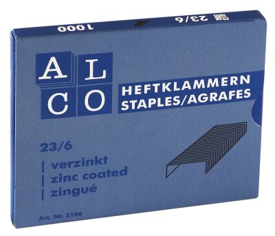 Alco Heftklammern Stahl verzinkt 23/6 1000 ST