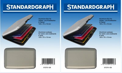 Standardgraph Aluminium-Visitenkartenbox mit 6 Fächern Größe 105 x 70 x 19 mm 1 Stück