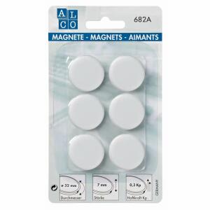 Alco Haftmagnet 7mm Ø 32mm weiß 4 Stück