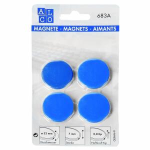 Alco Haftmagnet 7mm Ø 32mm blau 4 Stück