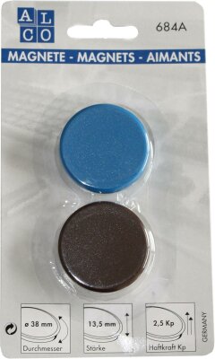 Alco Kraftmagnet 13,5mm Ø 38mm sortiert 2 Stück