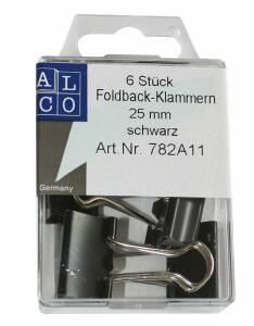 Alco Foldbackklammer Metall vernickelt 25mm schwarz 6 Stück