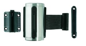 Alco Gurt-Wandkassette Innenbereich 50 mm 3 m Chrom mit schwarzem Gurt