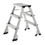 Alco Trittleiter mit Rollen Aluminium 3-stufig 62cm silber