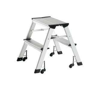 Alco Trittleiter mit Rollen Aluminium 2-stufig 43cm silber