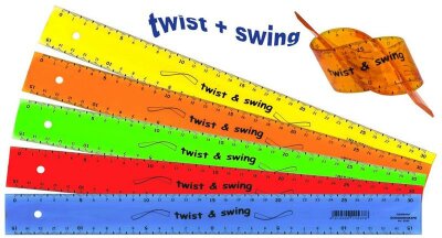 Standardgraph Twist & Swing Lineal 30 cm 4x5 Farben sortiert in Hängetasche im Karton