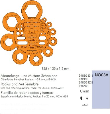 Standardgraph Abrundungs- und Mutternschablone mit Tuschefacette 1 Stück