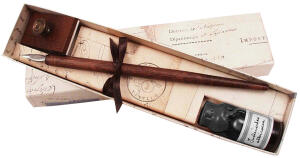 Rubinato HolzFederhalter mit Feder 10 ml Tinte Rubinato-schwarz und Löschwiege 1 Stück