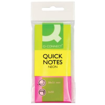 Q-Connect Haftmarker Neon - 38 x 51 mm, 3x 50 Streifen