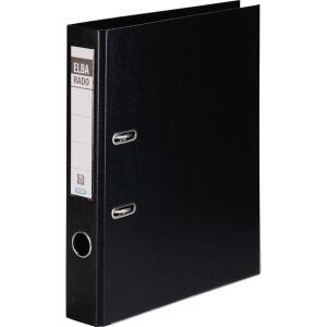 ELBA Ordner "rado plast" A4, PVC, mit auswechselbarem Rückenschild, Rückenbreite 5 cm, schwarz
