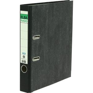 ELBA Ordner "rado Wolkenmarmor" A4, mit aufgeklebtem Rückenschild, Rückenbreite 5 cm, schwarz