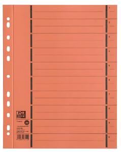 Trennblatt A4 mit Perforation, aus 250 g/m² Manilakarton (RC), orange