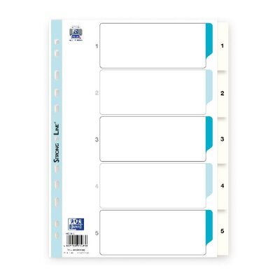 ELBA Register A4 (225 x 297 mm), aus 0,15 mm starker PP-Folie, 1-5, 5 Blatt, weiß