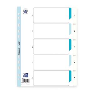 Register A4 0,15 mm PP-Folie, 1-5, 5 Blatt, weiß