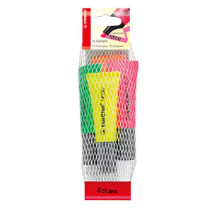 STABILO NEON 4er Netz gelb grün orange pink