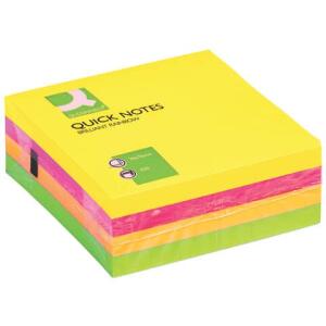 Q-Connect Haftnotiz-Würfel - Brilliantfarben, 76 x 76 mm