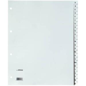 Q-Connect Register - A - Z, PP, ohne Index, A4 Überbreite, 24 Blatt, grau