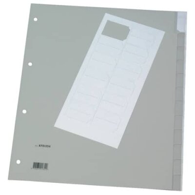 Q-Connect Register - blanko, PP, A4 Überbreite, 12 Blatt, grau