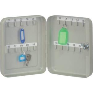 Q-Connect Schlüsselschrank Pearl - grey, 20 Haken, Zylinderschloss