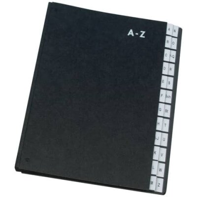 Q-Connect Pultordner Hartpappe - A - Z, 24 Fächer, Farbe schwarz