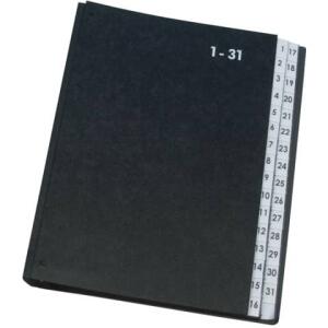Q-Connect Pultordner Hartpappe - 1 - 31, 32 Fächer, Farbe schwarz