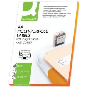 Q-Connect Inkjet+Laser+Kopier-Etiketten - 52,5x21,2 mm, weiß, 5600 Stück/100