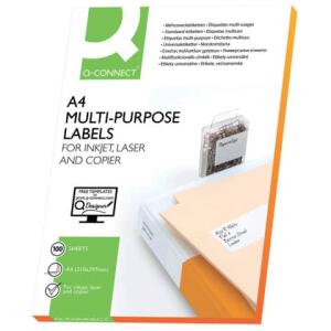 Q-Connect Inkjet+Laser+Kopier-Etiketten - 210,0x297,0 mm, weiß, 100 Stück/100