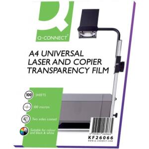Q-Connect Kopier-Folien - A4, 0,10 mm, 100 Folien, schwarz/weiß Kopien