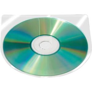 Q-Connect CD/DVD-Hüllen selbstklebend - ohne Lasche, transparent, 100 Stück