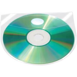 Q-Connect CD/DVD-Hüllen selbstklebend - mit selbstklebender Lasche, transparent, 10 Stück