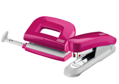 Novus Twinset Heftgerät E15/ Locher E 210 fresh pink/grau, im Blister