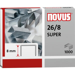Novus Heftklammern 26/8 SUPER 1.000 Stück, Schenkellänge 8 mm