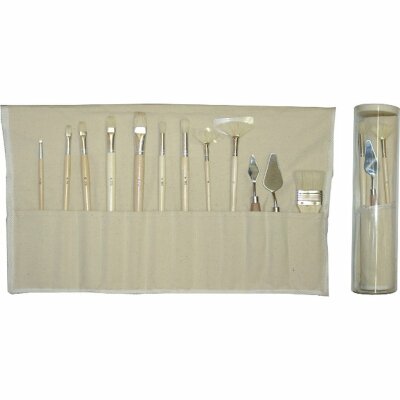 CMI Pinsel- Set Borstenpinsel+Malspachtel in Leinwandtasche
